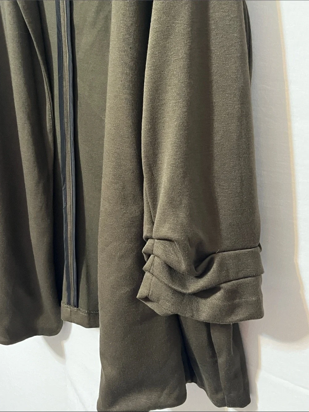 Philosophy Olive Open-Front Blazer Shacket Oversized 2x 💚 Padded Shoulder Pads - Picture 4 of 8